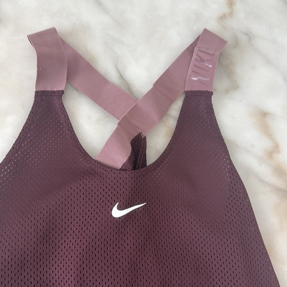 Nike Elstka Elastika Mesh Maroon Rose Logo Strap Relaxed Fit Tank Top XS S - Picture 13 of 14
